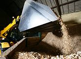 Shifting wood chip with a tractor