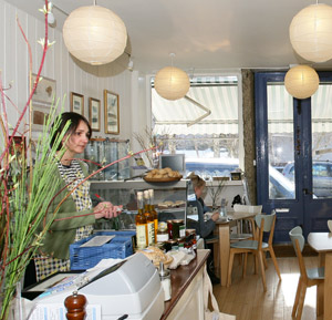 Inside a café