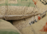 Bags of wood pellets